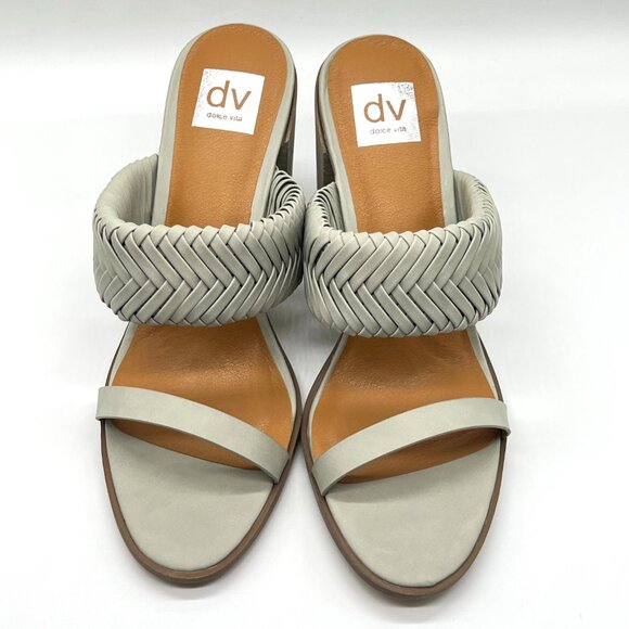 DV‎ Dolce Vita Womens Size 11 Bambi Sage Green Woven Heels Mules Sandals Shoes - Picture 3 of 14